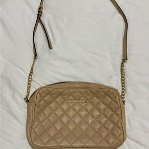 Michael Kors Beige Quilted Crossbody Bag